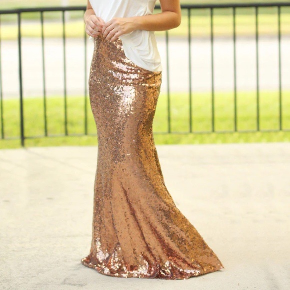 Rose Gold sequin maxi skirt! - Picture 1 of 7